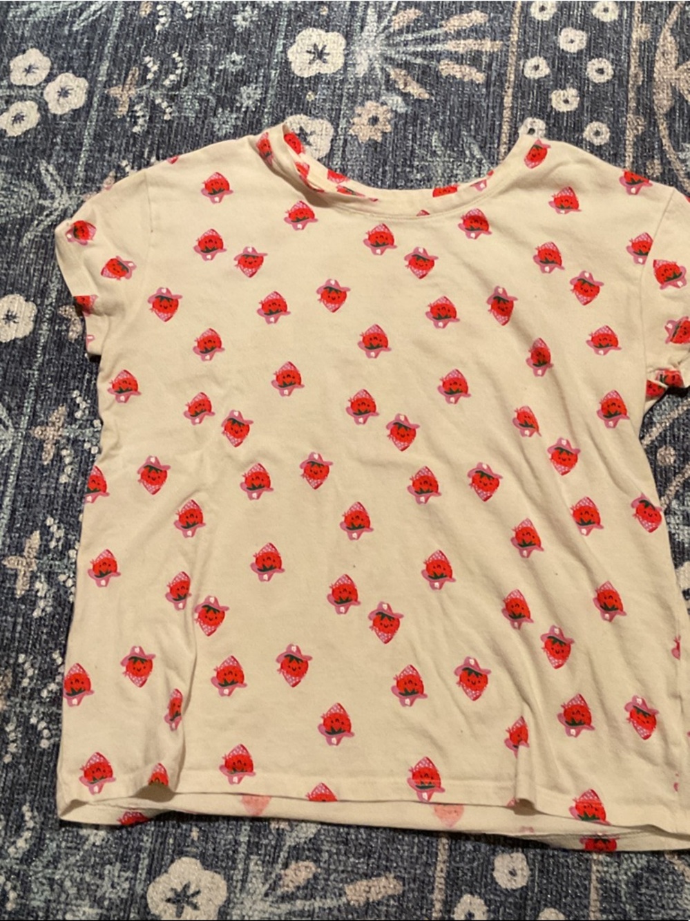 Old Navy Cream Tee with Red Strawberry Print
